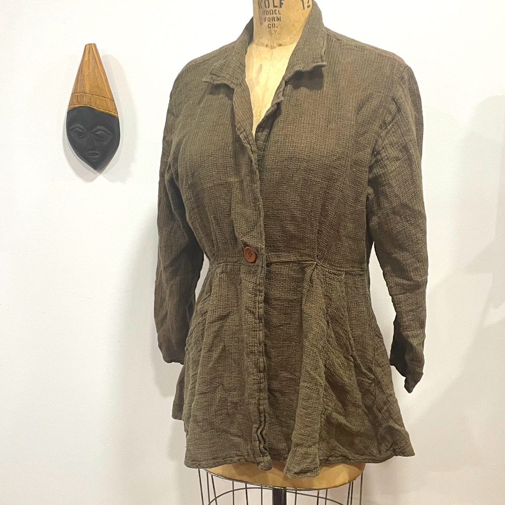 FLAX linen peplum jacket size SMALL